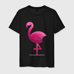 Футболка хлопковая мужская Фламинго минималистичный, цвет: черный