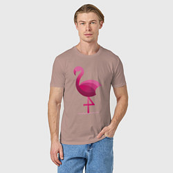 Футболка хлопковая мужская Фламинго минималистичный, цвет: пыльно-розовый — фото 2