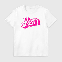 Футболка хлопковая мужская Логотип розовый Кен, цвет: белый