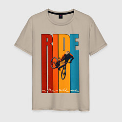 Футболка хлопковая мужская MTB - ride, цвет: миндальный