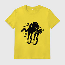 Футболка хлопковая мужская Black cat rider, цвет: желтый