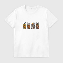 Футболка хлопковая мужская Хэллоуин кофе, цвет: белый