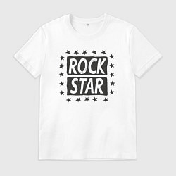 Футболка хлопковая мужская Рок стар, цвет: белый
