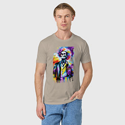 Футболка хлопковая мужская Cool skeleton - pop art - neural network, цвет: миндальный — фото 2