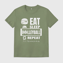 Футболка хлопковая мужская Волейбол на повторе, цвет: авокадо