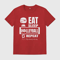 Футболка хлопковая мужская Волейбол на повторе, цвет: красный