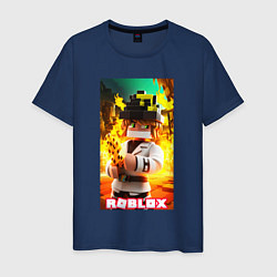 Футболка хлопковая мужская Roblox fire, цвет: тёмно-синий