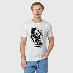 Футболка хлопковая мужская Панда - крутой хоккеист, цвет: белый — фото 2