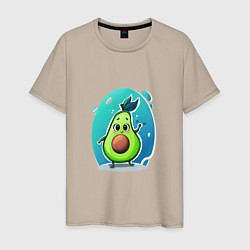 Футболка хлопковая мужская Cute avocado, цвет: миндальный