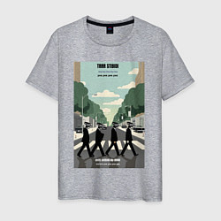 Футболка хлопковая мужская Skibidi toilet Beatles cameramen, цвет: меланж