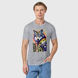 Футболка хлопковая мужская Wolf fashionista - pop art, цвет: меланж — фото 2