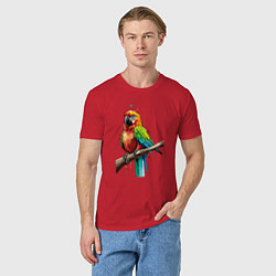 Футболка хлопковая мужская Попугай какаду, цвет: красный — фото 2