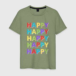 Футболка хлопковая мужская Разноцветное счастье, цвет: авокадо