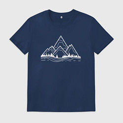 Футболка хлопковая мужская Лес и горы, цвет: тёмно-синий