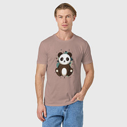 Футболка хлопковая мужская Странная панда, цвет: пыльно-розовый — фото 2