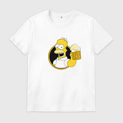 Футболка хлопковая мужская Гомер и пиво, цвет: белый