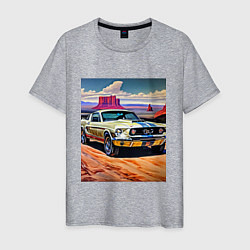 Футболка хлопковая мужская Авто Мустанг, цвет: меланж