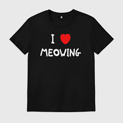 Футболка хлопковая мужская I love meowing, цвет: черный