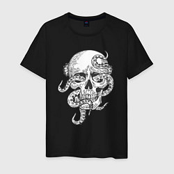 Футболка хлопковая мужская Skull octopus, цвет: черный