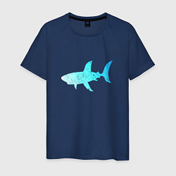 Футболка хлопковая мужская Акула лазурный градиент цвета моря, цвет: тёмно-синий