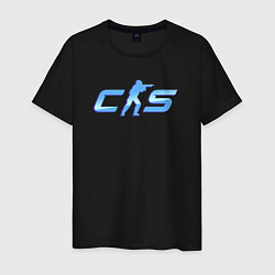 Футболка хлопковая мужская CS2 blue logo, цвет: черный