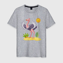 Футболка хлопковая мужская Солнечный страус, цвет: меланж