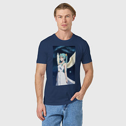 Футболка хлопковая мужская Аниме девушка ангел, цвет: тёмно-синий — фото 2