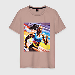 Футболка хлопковая мужская Девушка спринтер, цвет: пыльно-розовый
