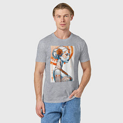 Футболка хлопковая мужская Ажурный портрет - нейросеть, цвет: меланж — фото 2