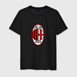 Футболка хлопковая мужская Футбольный клуб Milan, цвет: черный
