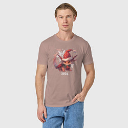 Футболка хлопковая мужская Happy Dragon year 2024, цвет: пыльно-розовый — фото 2