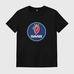 Футболка хлопковая мужская Saab sport auto, цвет: черный