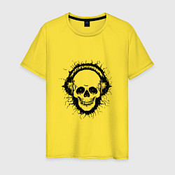 Футболка хлопковая мужская Смеющийся череп, цвет: желтый