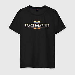 Футболка хлопковая мужская Warhammer 40000 space marine 2 logo, цвет: черный