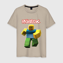 Футболка хлопковая мужская Roblox бегущий персонаж, цвет: миндальный