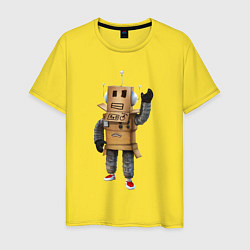 Футболка хлопковая мужская Roblox робот машет, цвет: желтый
