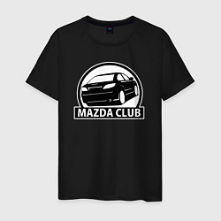 Футболка хлопковая мужская Mazda club, цвет: черный