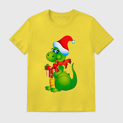 Футболка хлопковая мужская Дракон с подарком, цвет: желтый