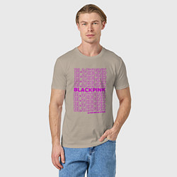 Футболка хлопковая мужская Blackpink kpop - музыкальная группа из Кореи, цвет: миндальный — фото 2