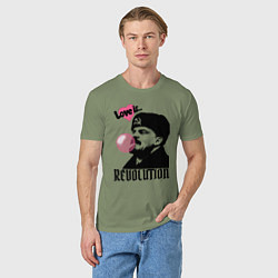 Футболка хлопковая мужская Ленин любовь и революция, цвет: авокадо — фото 2