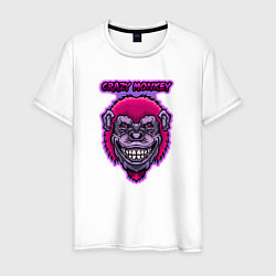Футболка хлопковая мужская Purple crazy monkey, цвет: белый