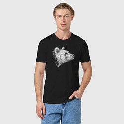 Футболка хлопковая мужская Голова улыбающегося медведя, цвет: черный — фото 2