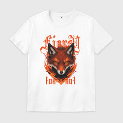 Футболка хлопковая мужская Голова огненного лиса, цвет: белый