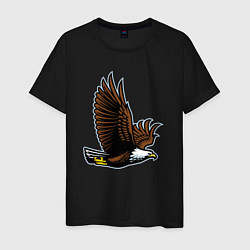 Футболка хлопковая мужская Летящий орёл, цвет: черный