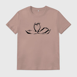 Футболка хлопковая мужская Пара лебедей трафарет, цвет: пыльно-розовый