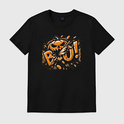 Футболка хлопковая мужская Тыква хэллоуина, цвет: черный