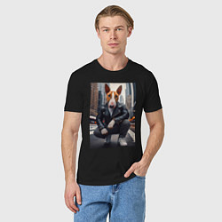 Футболка хлопковая мужская Булли на улице Нью-Йорка - нейросеть, цвет: черный — фото 2