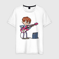 Футболка хлопковая мужская Мальчик с гитарой, цвет: белый