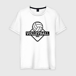 Футболка хлопковая мужская Volleyball club, цвет: белый