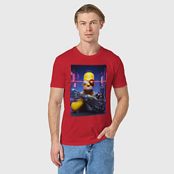 Футболка хлопковая мужская Cyber Homer Simpson - ai art, цвет: красный — фото 2